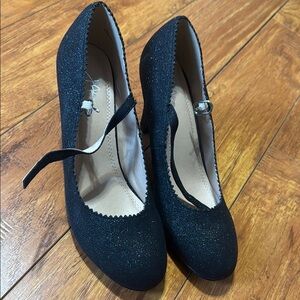 Elegant Black Glitter Heels